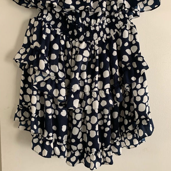 $326 Misa Smocked Waist Tiered Ruffle Mini Dress - Picture 13 of 14